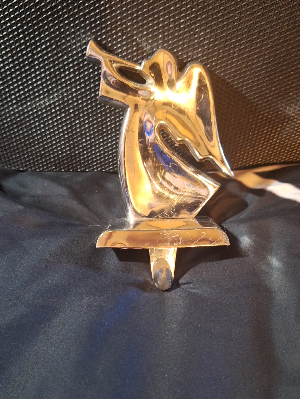 Polished Silver Decorative Angel Sculpture Stocking Hook